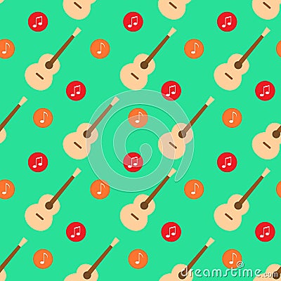 Guitar music note flat design pattern vector Vector Illustration