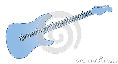 Guitar with musical notes as song Stock Photo