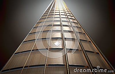 Guitar Neck Perspective Stock Photo