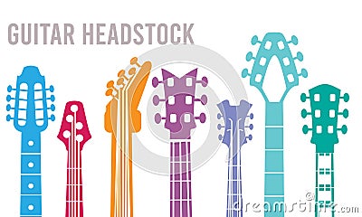 Guitar neck. Silhouettes of music instruments headstocks rock guitar vector symbols collection Vector Illustration