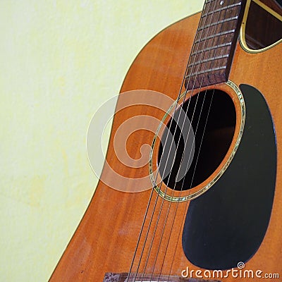 HardWork Guitar Old String and Sound hole Full Pickguard Stock Photo