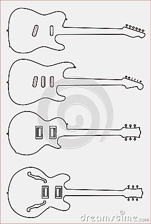 Guitar Outline Collection Stock Photo