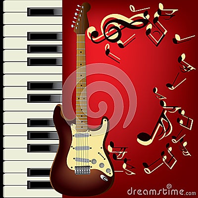 Guitar and piano Vector Illustration