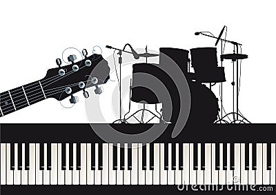 Guitar piano and drums Vector Illustration