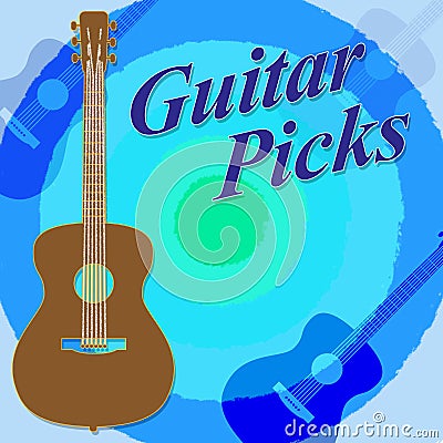Guitar Picks Indicates Rock Guitarist And Play Stock Photo