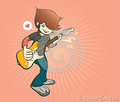 Guitar player in cartoon style, music and show concert, vector illustration Vector Illustration