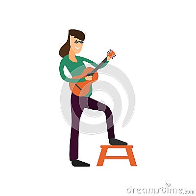 guitar player man and cartoon icon. profession worker and occupation theme. Isolated design. Vector illustration Cartoon Illustration