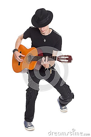 Guitar player playing his guitar Stock Photo