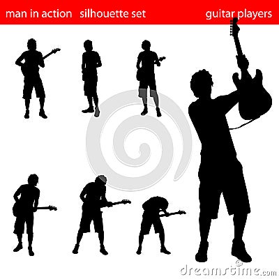 Guitar player silhouette set Vector Illustration