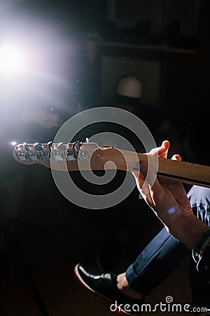 Guitar riff closeup. String electric instrument Stock Photo
