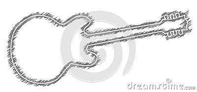 Guitar Scribble Outline Vector Illustration