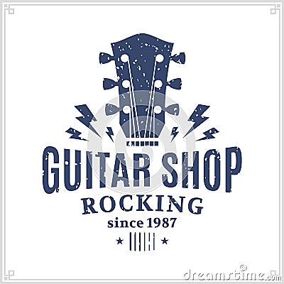 Guitar Shop Logo Vector Illustration