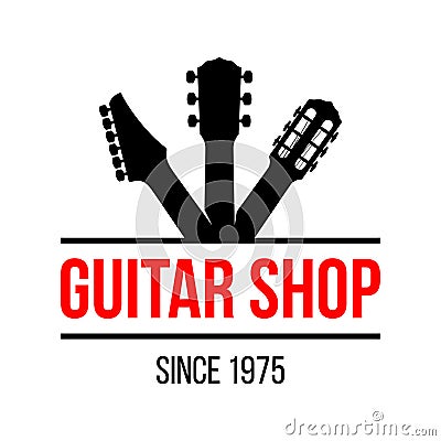 Guitar shop vector logo template, with different type guitar headstocks Vector Illustration