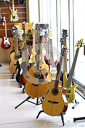 Guitar store Stock Photo