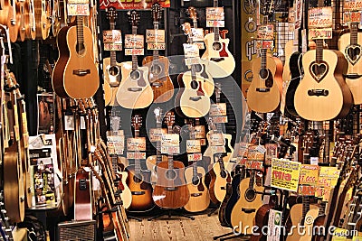 Guitar store in Japan Editorial Stock Photo