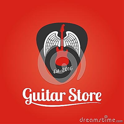 Guitar store vector template logo Vector Illustration