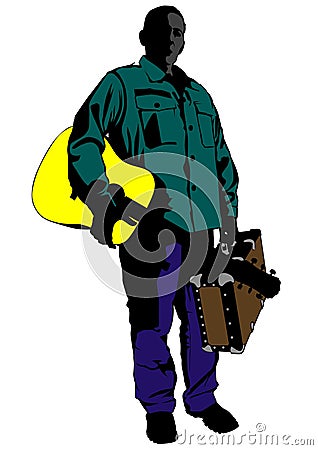 Guitar and suitcase three Vector Illustration