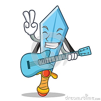 With guitar sword character cartoon style Vector Illustration