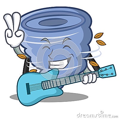 With guitar tornado character cartoon style Vector Illustration