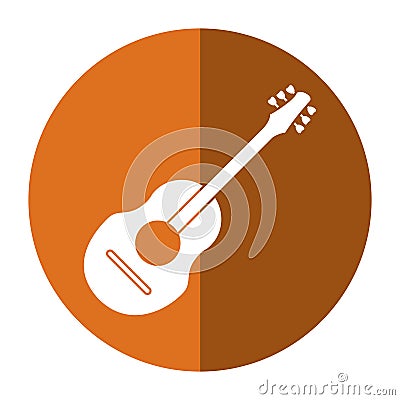 Guitar traditional acoustic music shadow Vector Illustration