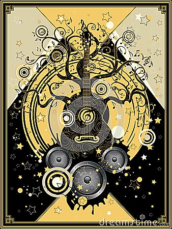 Guitar tree music poster Vector Illustration