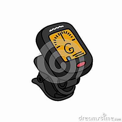 Guitar tuner doodle icon, vector color illustration Cartoon Illustration