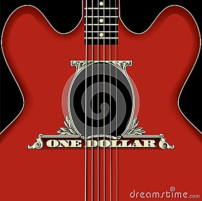 This guitar uses dollar parts Stock Photo