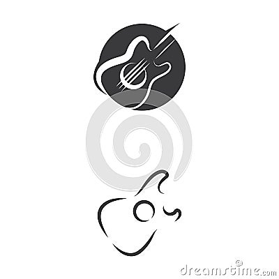 Guitar Wave Logo Template vector symbol Vector Illustration