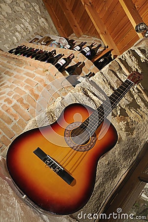 Guitar wine Stock Photo