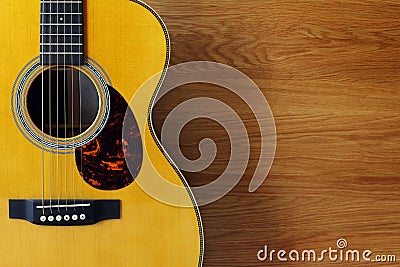 Guitar and wood background Stock Photo