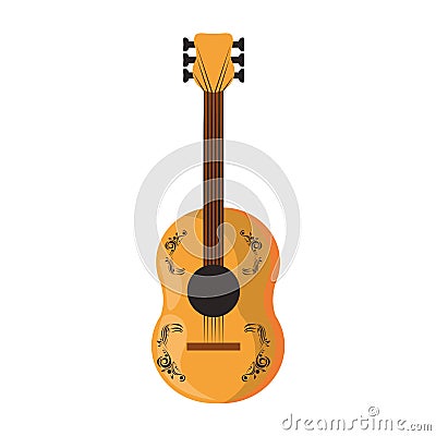 Guitar wooden music instrument cartoon Vector Illustration