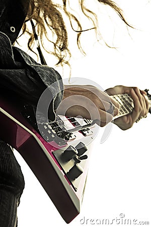 Guitarist in action Stock Photo