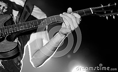 The guitarist of The Black Box Revelation (band) performs at Discotheque Razzmatazz Editorial Stock Photo