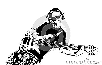 Guitarist with dreadlocks Vector Illustration