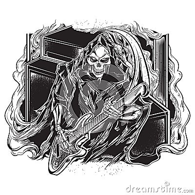 Guitarist grim reaper Vector Illustration