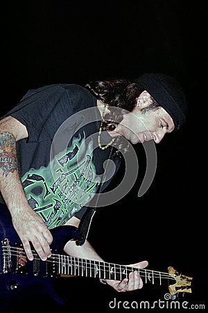 The guitarist of the Motorhead, Phil Campbell ,during the concert Editorial Stock Photo