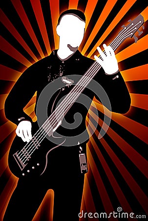 Guitarist silhouette on abstract background Stock Photo