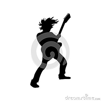 Guitarist silhouette black Vector Illustration