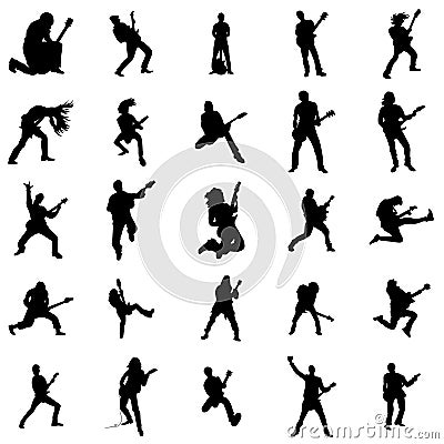 Guitarist silhouette set Vector Illustration