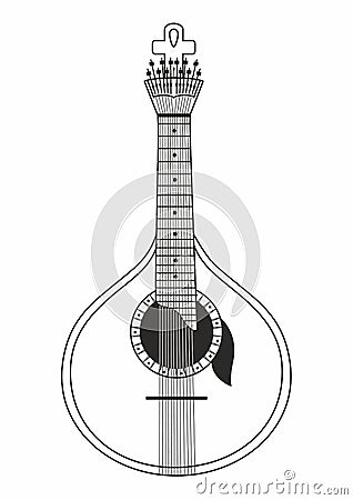 Guitarra Portuguesa ancient Fado folk musical instrument in Portugal. Portuguese guitar. Vector illustration Vector Illustration