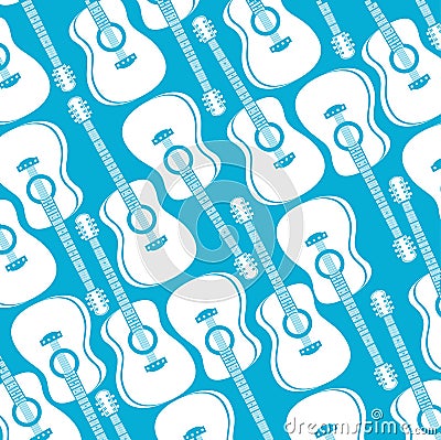 Guitars acoustic instruments pattern Vector Illustration