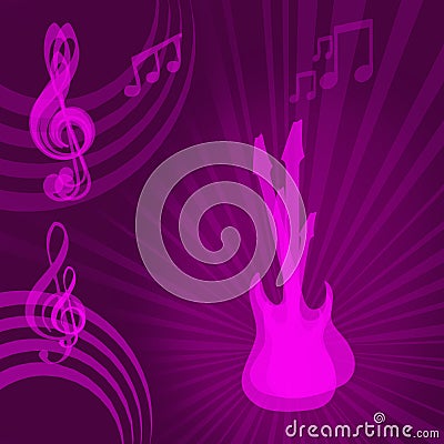 Guitars and musical notes Stock Photo
