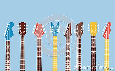 guitars necks and headstocks musical icons Vector Illustration