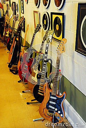 Guitars in a row Editorial Stock Photo