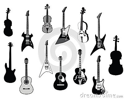 Guitars silhouettes Vector Illustration