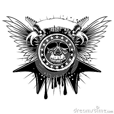 Guitars wings skull_var 3 Vector Illustration