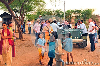 Gujarat: Tourist excursion to a farmer village near Poshina Editorial Stock Photo