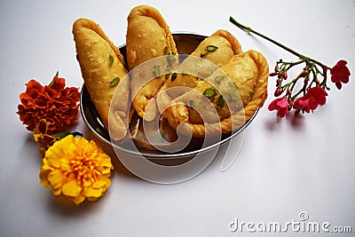 Diwali and Holi sweet dish Gujia from India Stock Photo