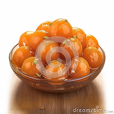 Gulab Jamun delectable dessert balls soaked in sugary syrup. Stock Photo