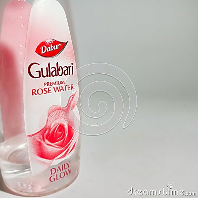 gulabari rose water bottle presented isolated on white background in india dec 2019 Editorial Stock Photo